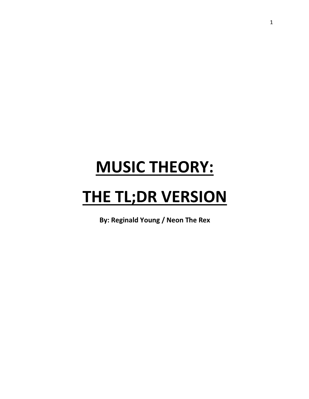 Music Theory; the TL;DR Version