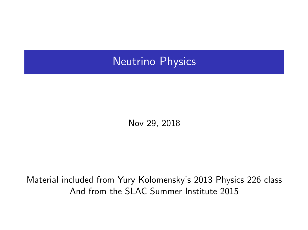 Neutrino Physics