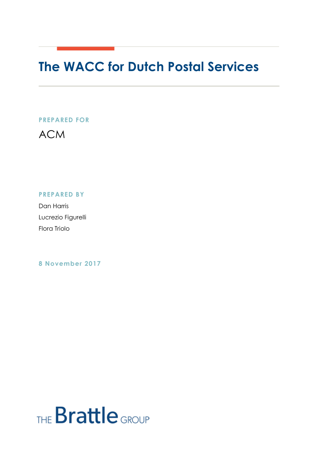 The WACC for Dutch Postal Services