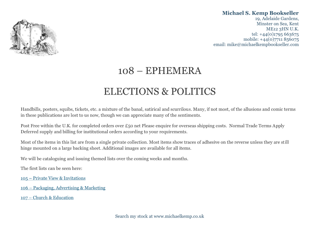 108 – Ephemera Elections & Politics