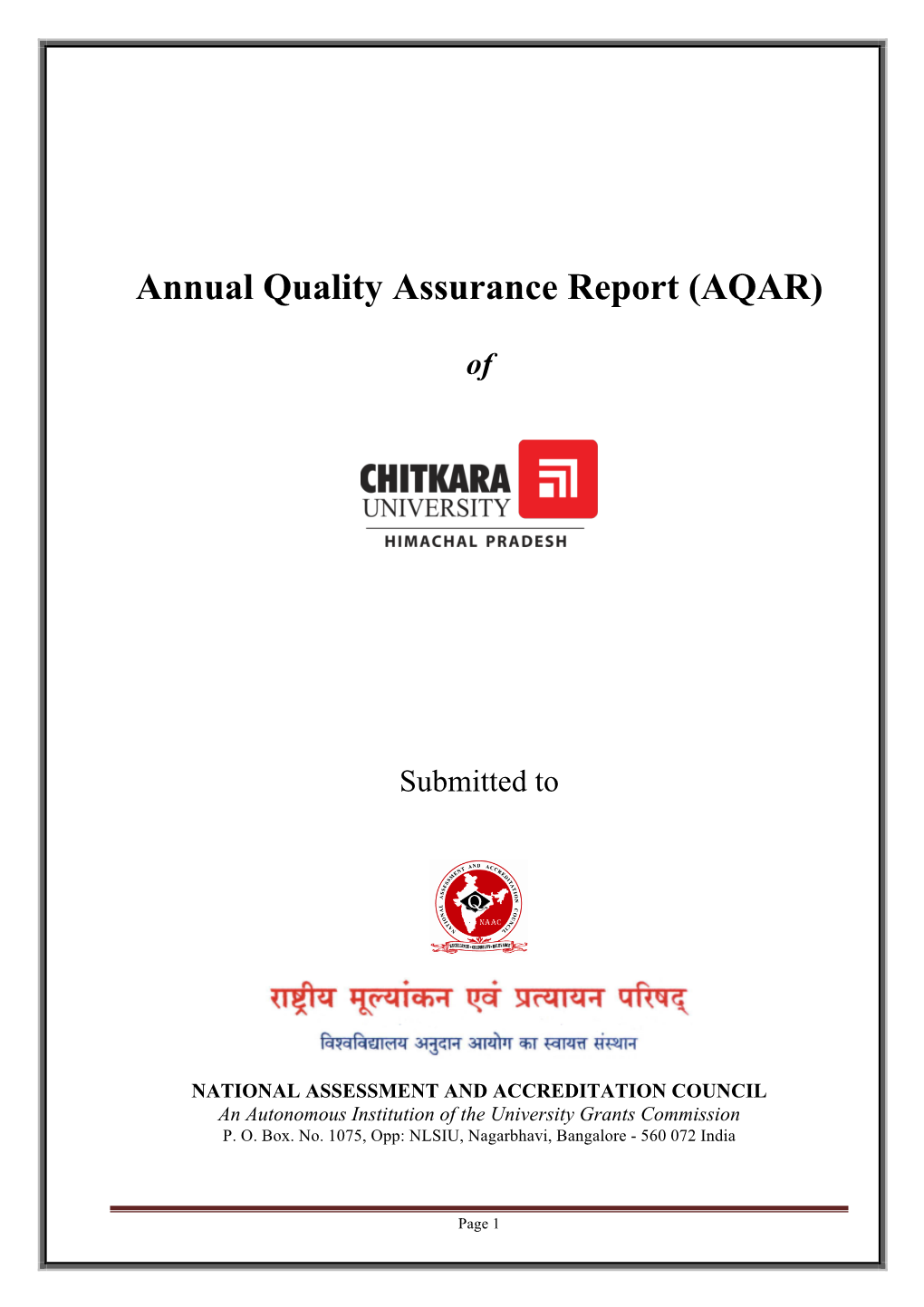 Annual Quality Assurance Report (AQAR)