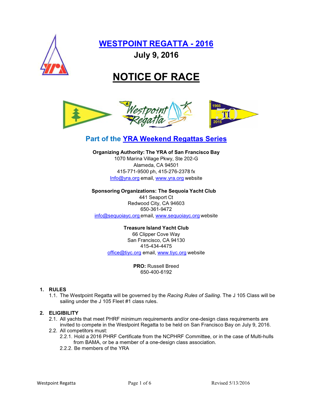 Notice of Race