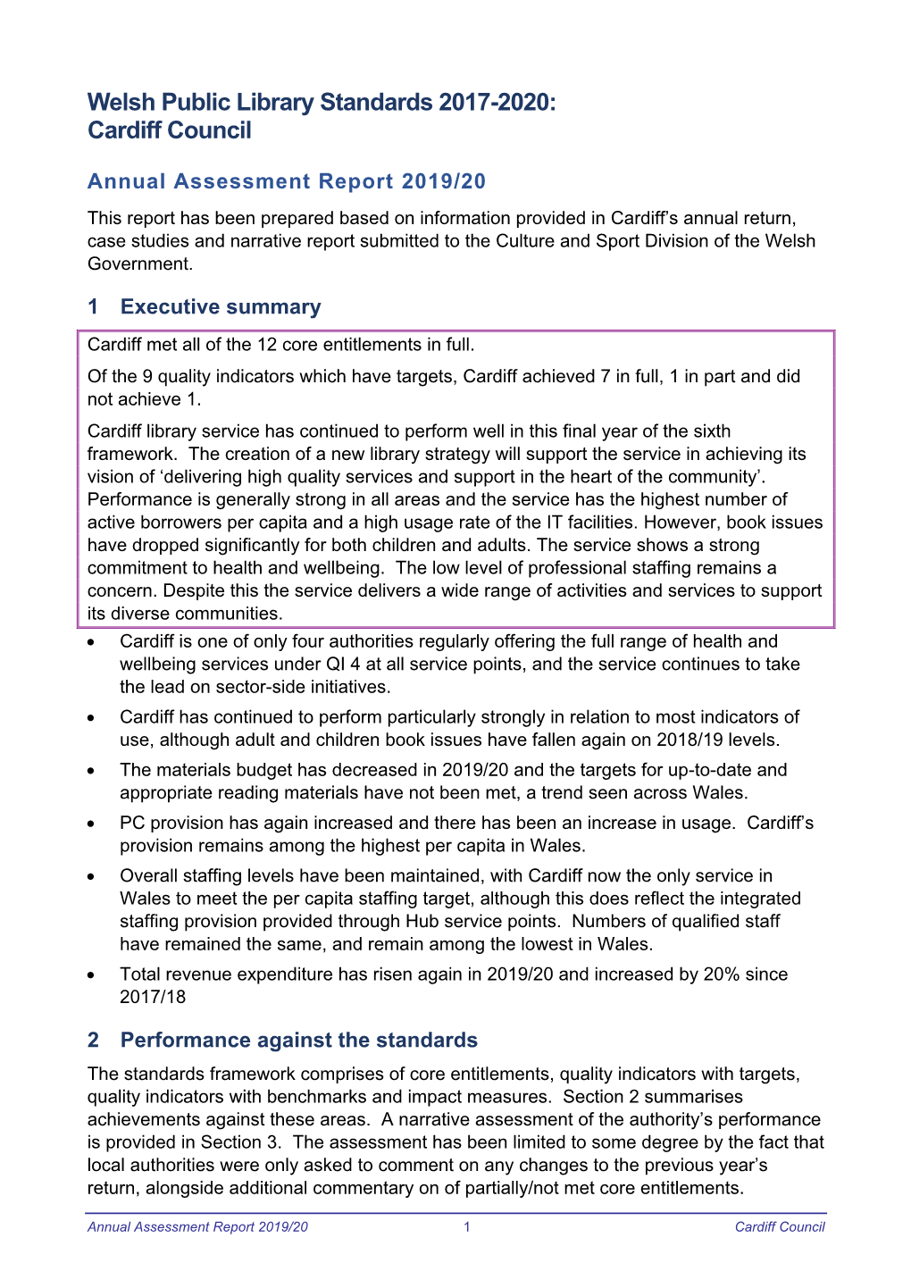 Public Library Service Annual Report 2019 to 2020: Cardiff , File Type