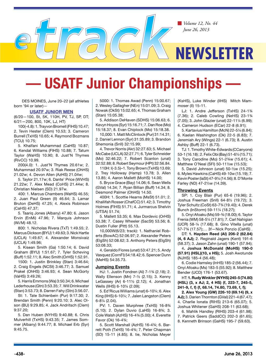 — USATF Junior Championships —