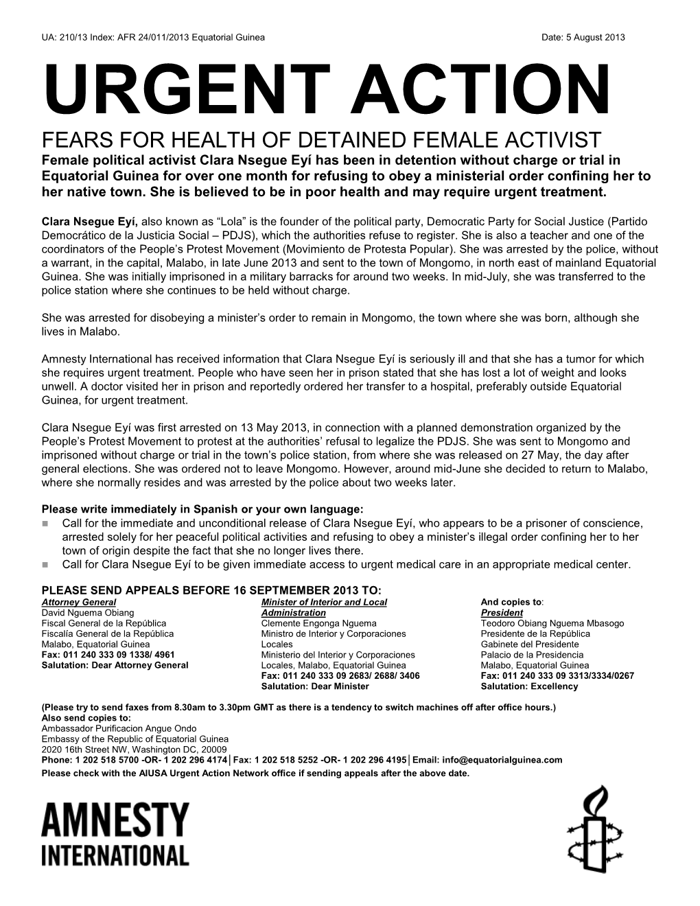 Urgent Action