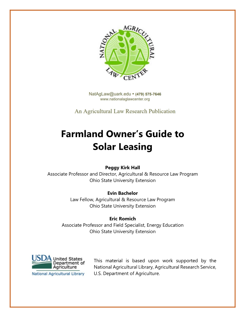 Farmland Owner's Guide to Solar Leasing