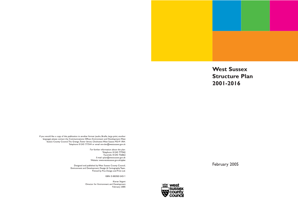 West Sussex Structure Plan 2001-2016