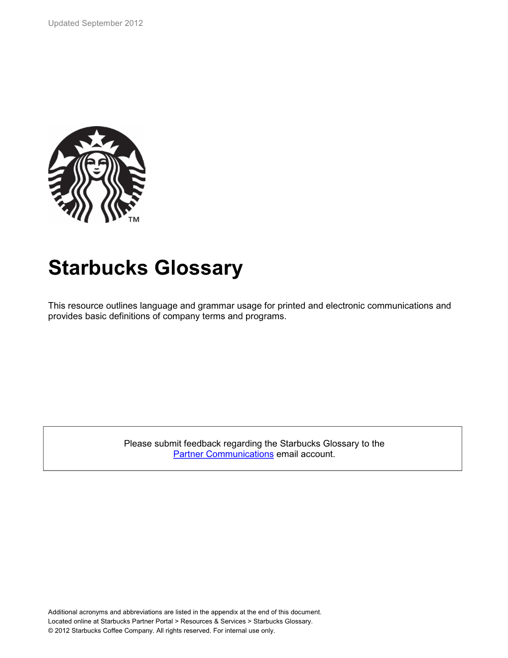 Starbucks Glossary