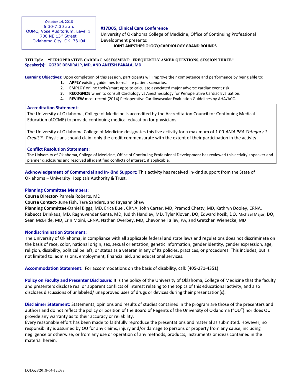 Continuing Medical Education (CME) Grand Rounds