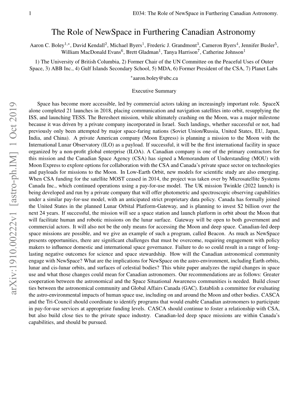 The Role of Newspace in Furthering Canadian Astronomy