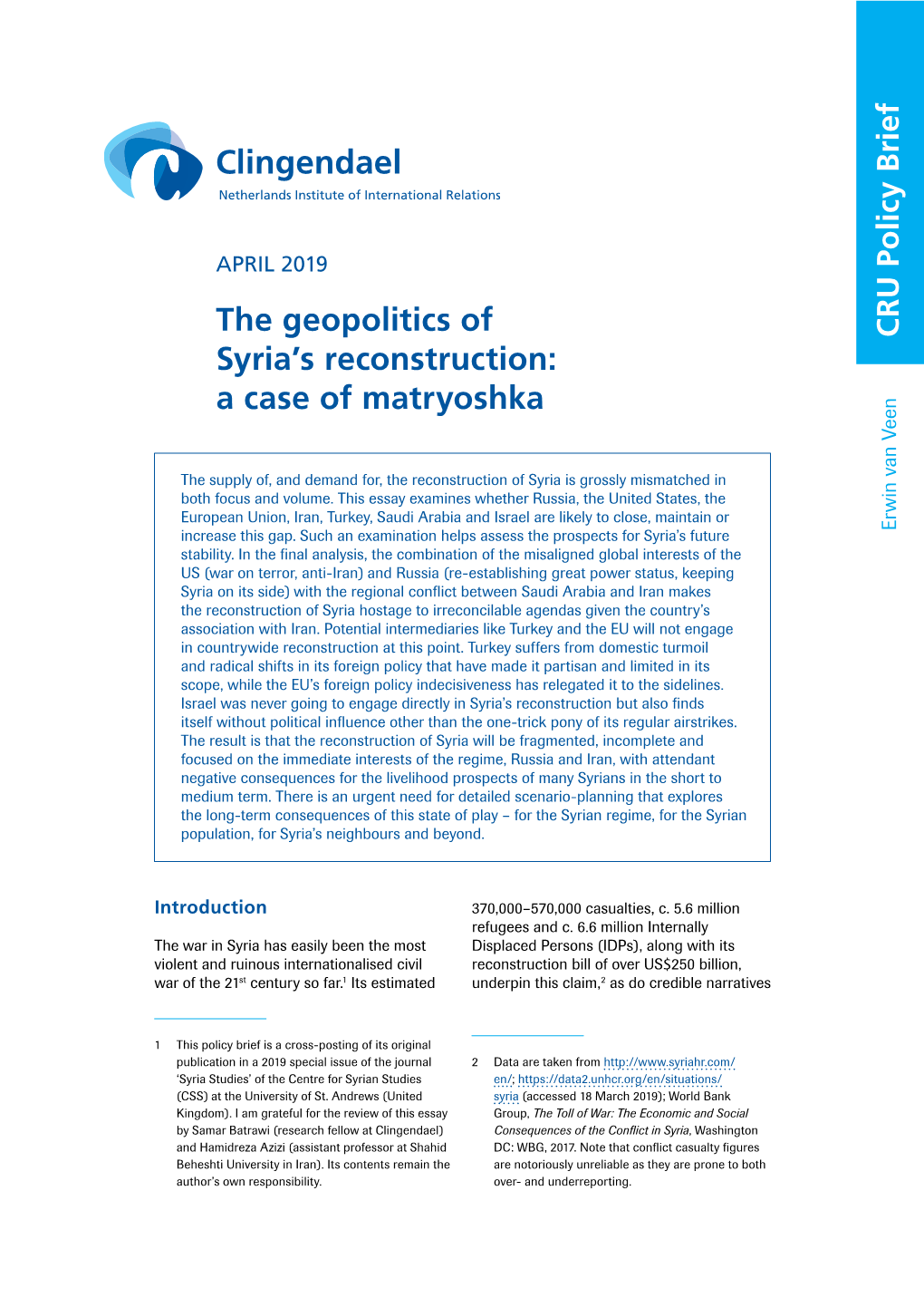 The Geopolitics of Syria's Reconstruction