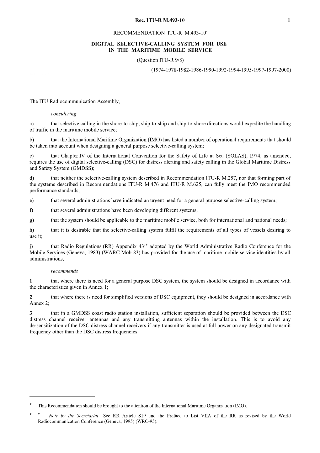 M.493-10 - Digital Selective-Calling System for Use in the Maritime Mobile Service