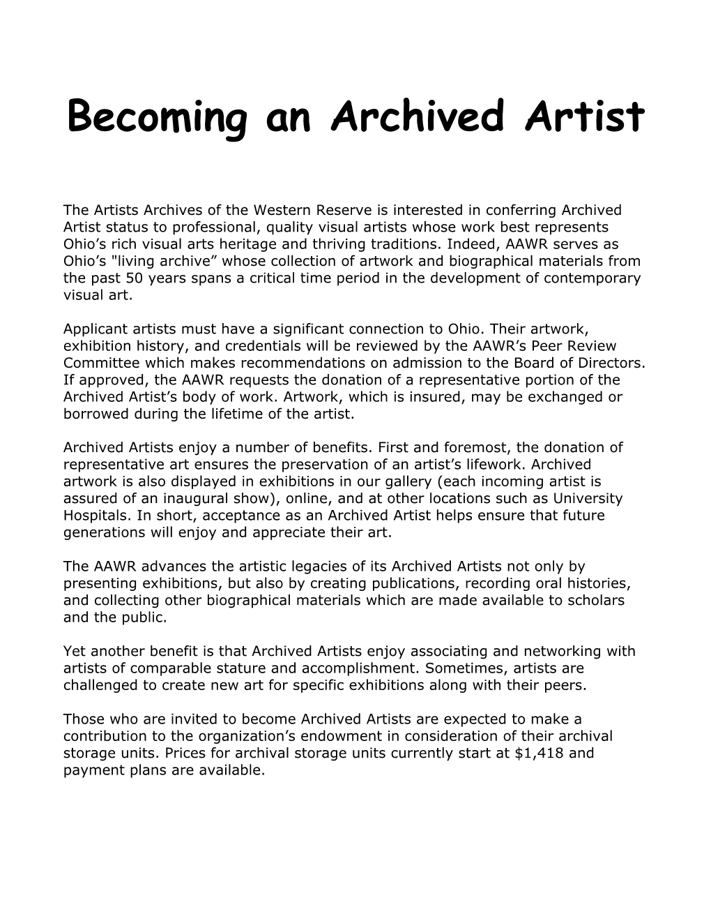 Becoming an Archived Artist