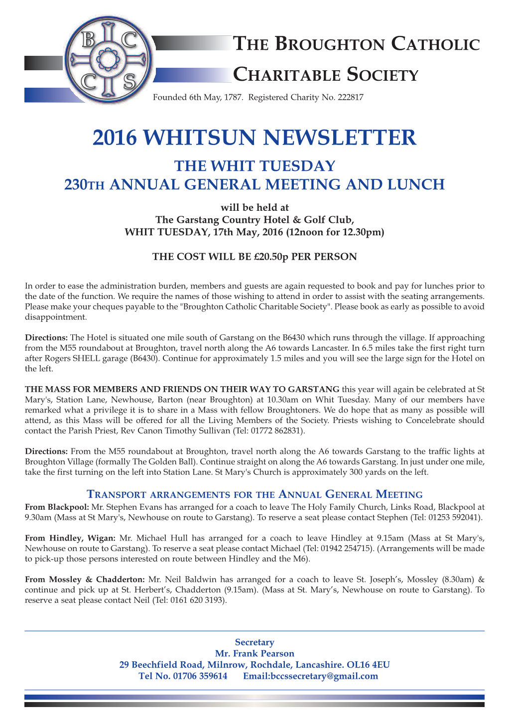 2016 Whitsun Newsletter