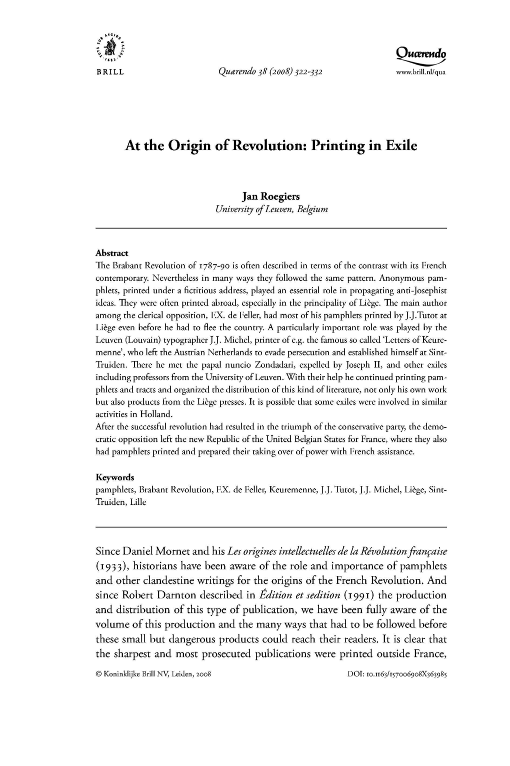 . at the Origin of Revolution: Printing in Exile