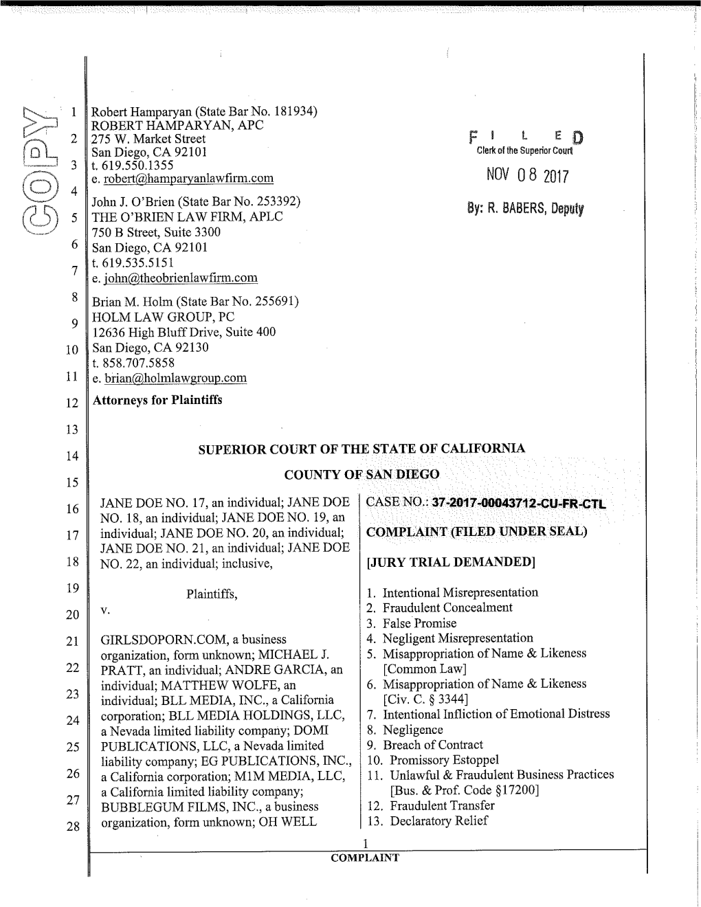 JD17-22 Complaint (JANE DOE VERSION) Final