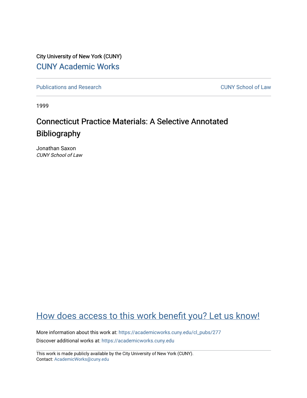 Connecticut Practice Materials: a Selective Annotated Bibliography