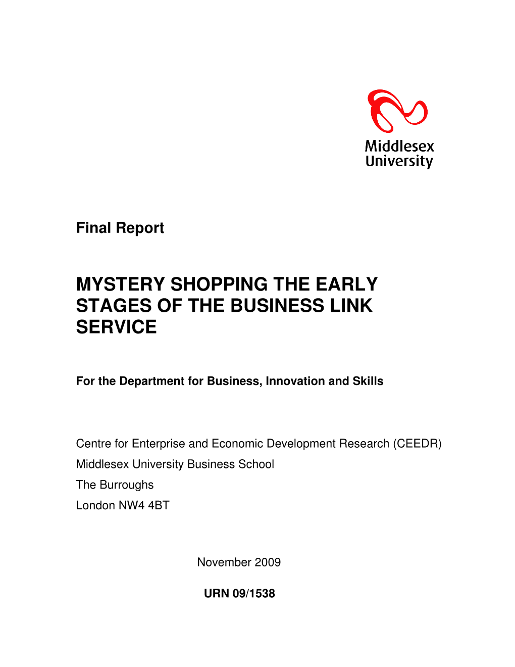 Mystery Shopping the Early Stages of the Business Link Service