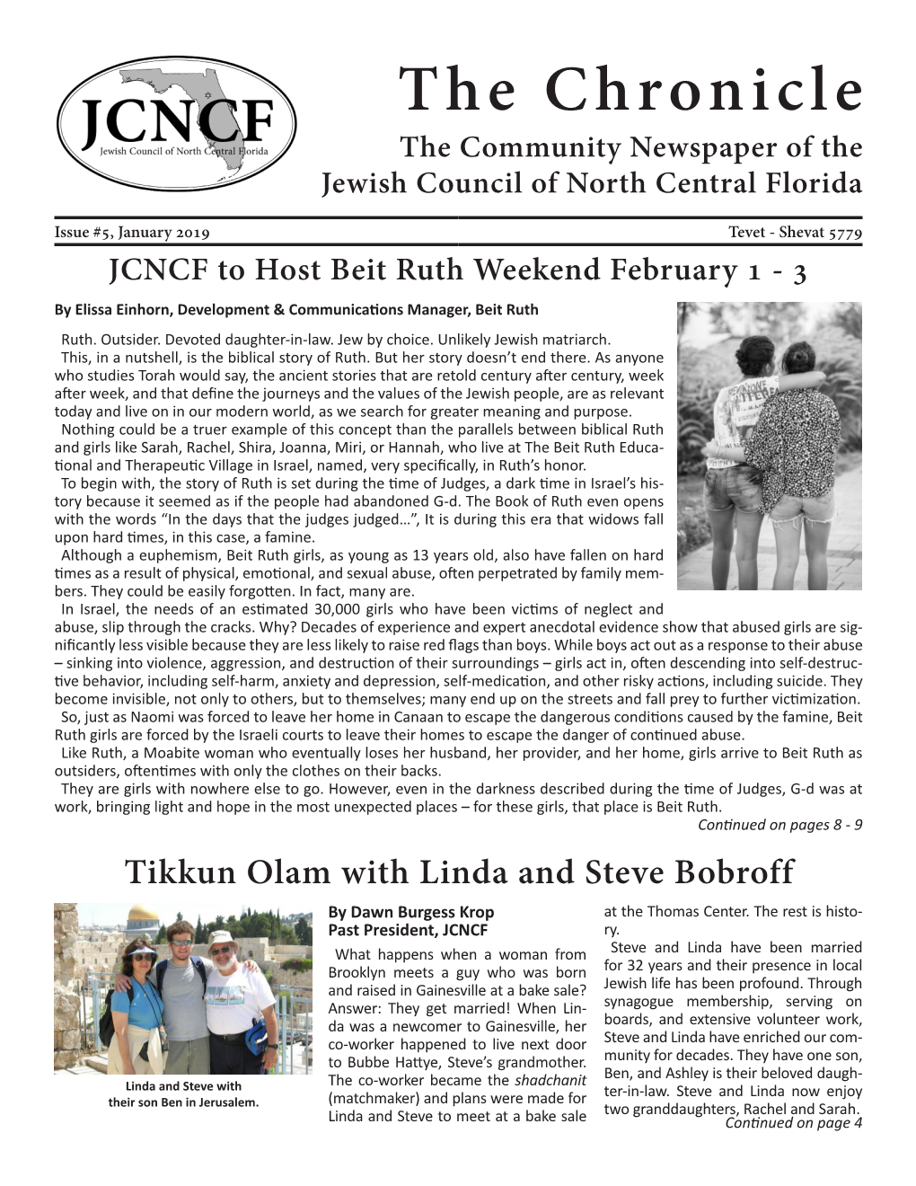 The Chronicle the Community Newspaper of the Jewish Council of North Central Florida