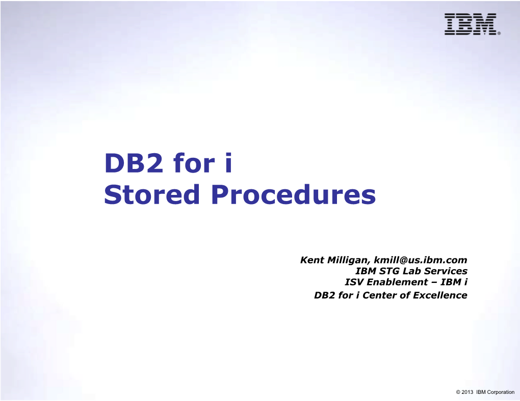 DB2 for I Stored Procedures