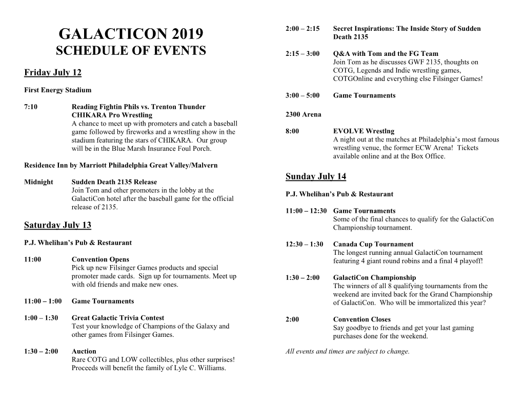 Galacticon 2019 Program