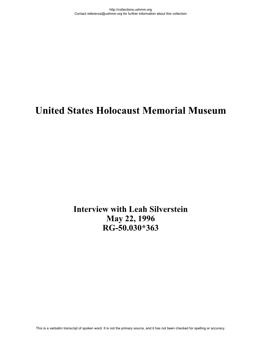 USHMM Finding