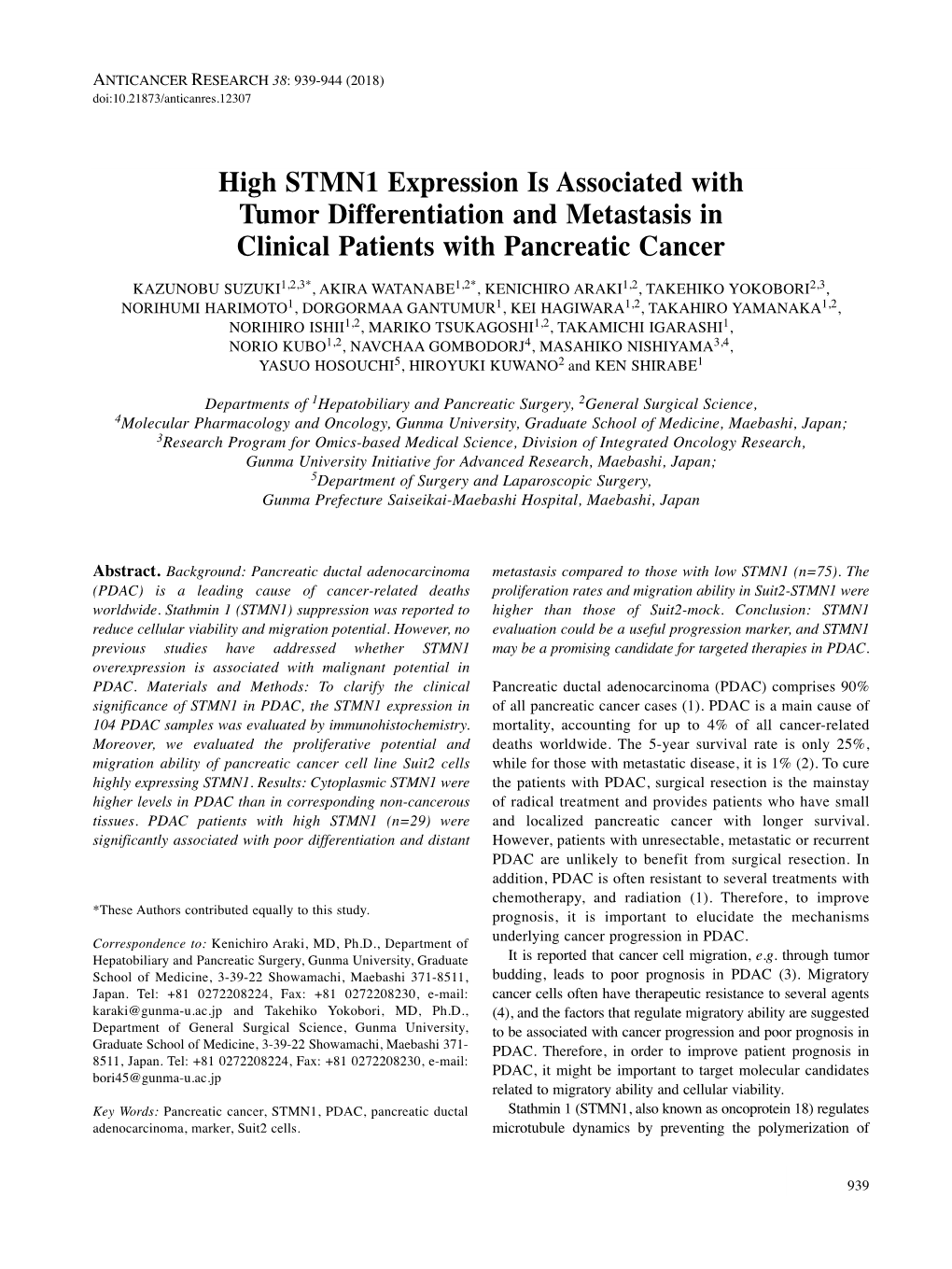 High STMN1 Expression Is Associated with Tumor Differentiation And