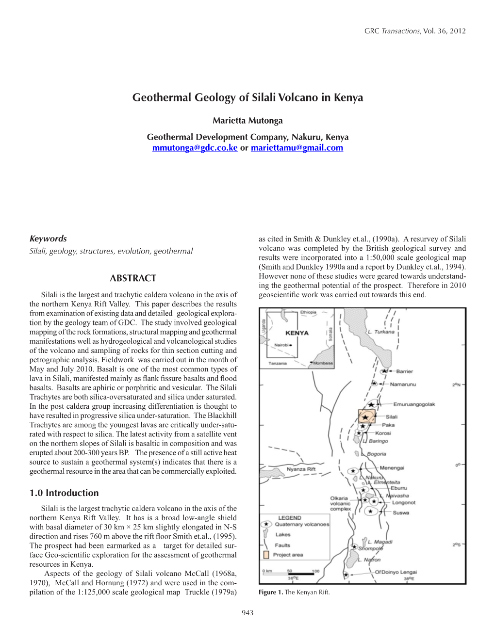 Geothermal Geology of Silali Volcano in Kenya