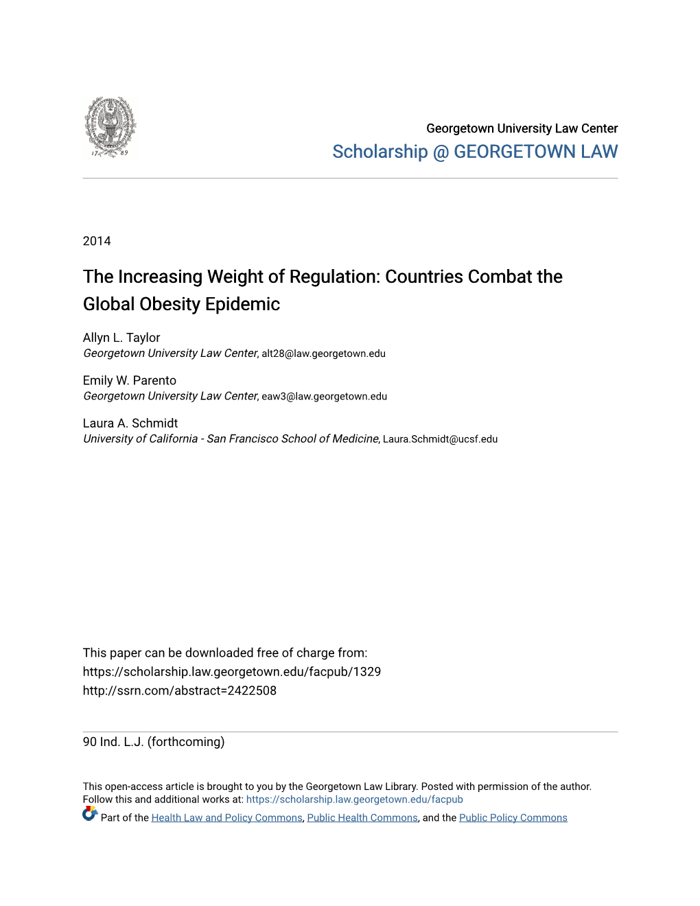 The Increasing Weight of Regulation: Countries Combat the Global Obesity Epidemic