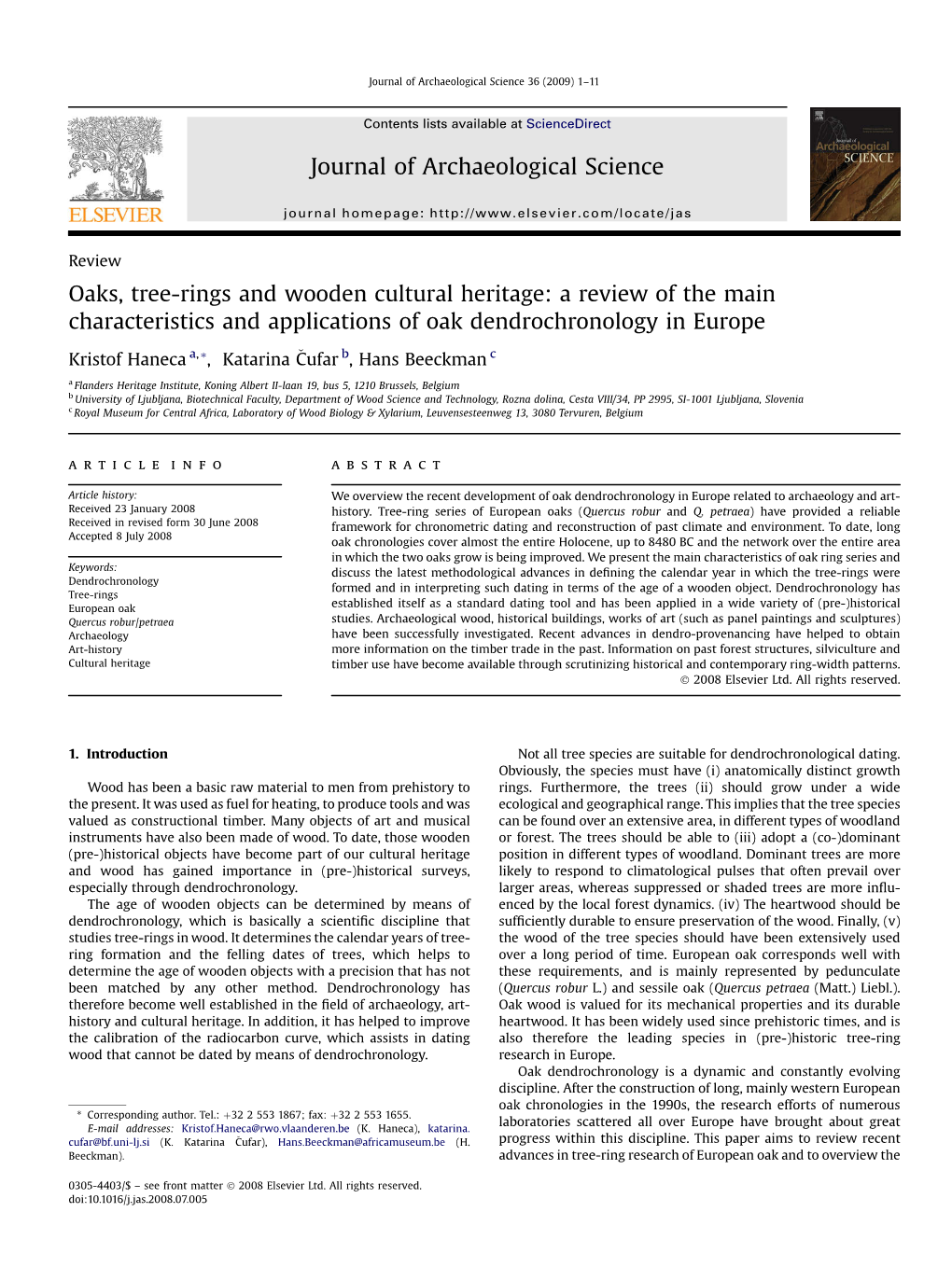 Oaks, Tree-Rings and Wooden Cultural Heritage: a Review of the Main Characteristics and Applications of Oak Dendrochronology in Europe