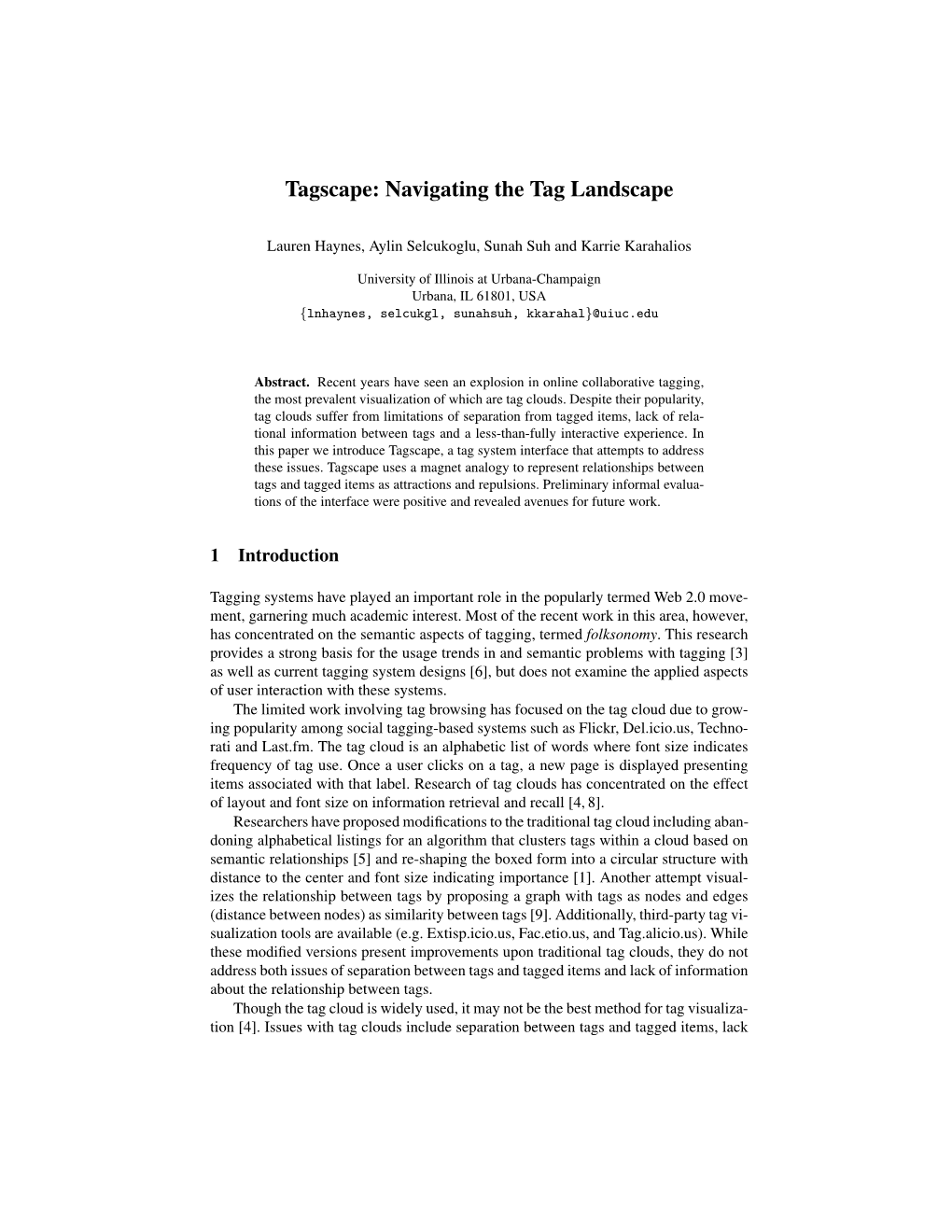 Tagscape: Navigating the Tag Landscape