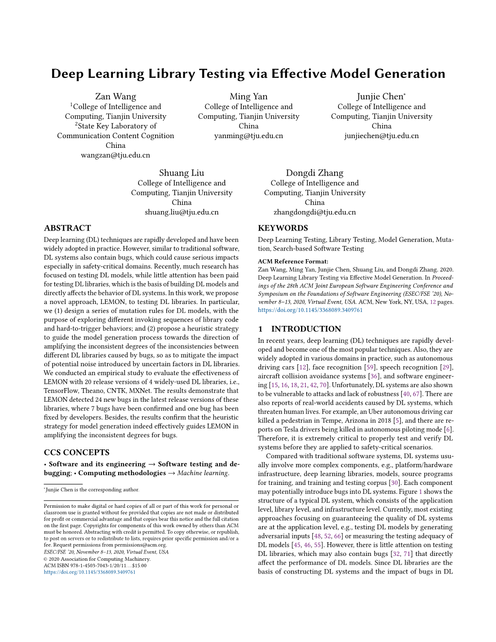 Deep Learning Library Testing Via Effective Model Generation