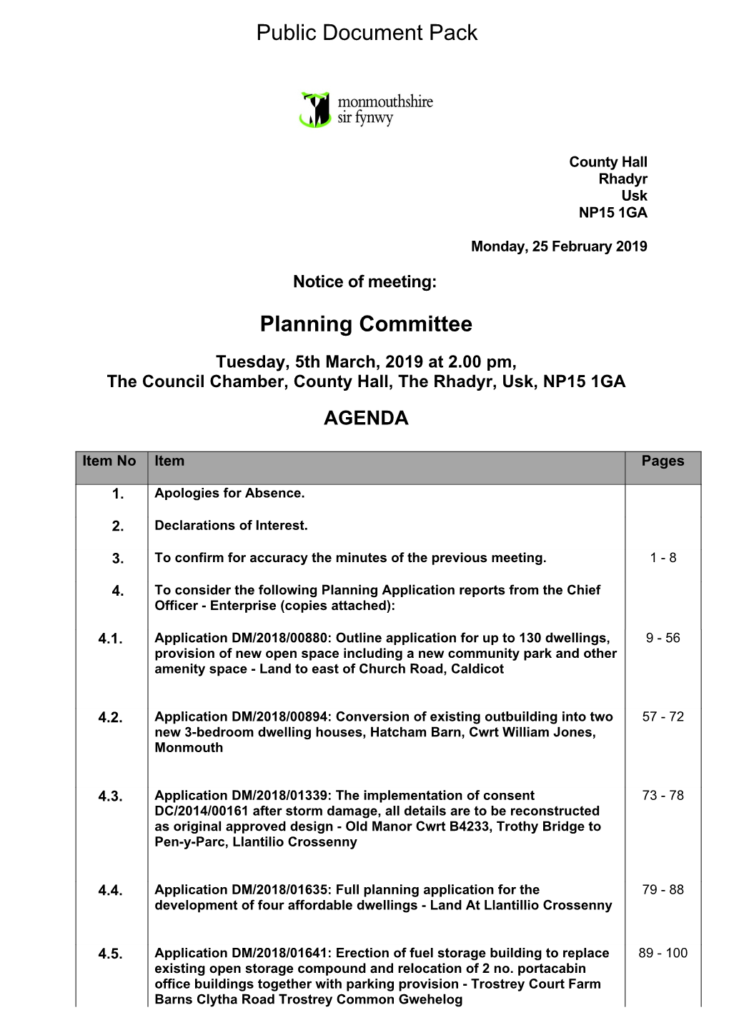 (Public Pack)Agenda Document for Planning Committee, 05/03/2019