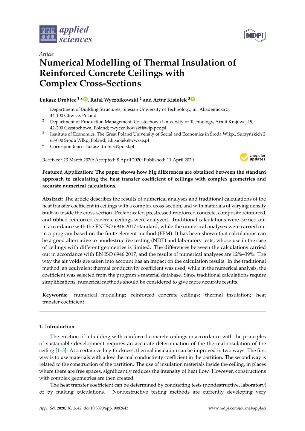 Numerical Modelling of Thermal Insulation of Reinforced Concrete Ceilings with Complex Cross-Sections