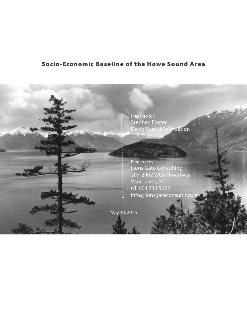 Socio-Economic Baseline of the Howe Sound Area