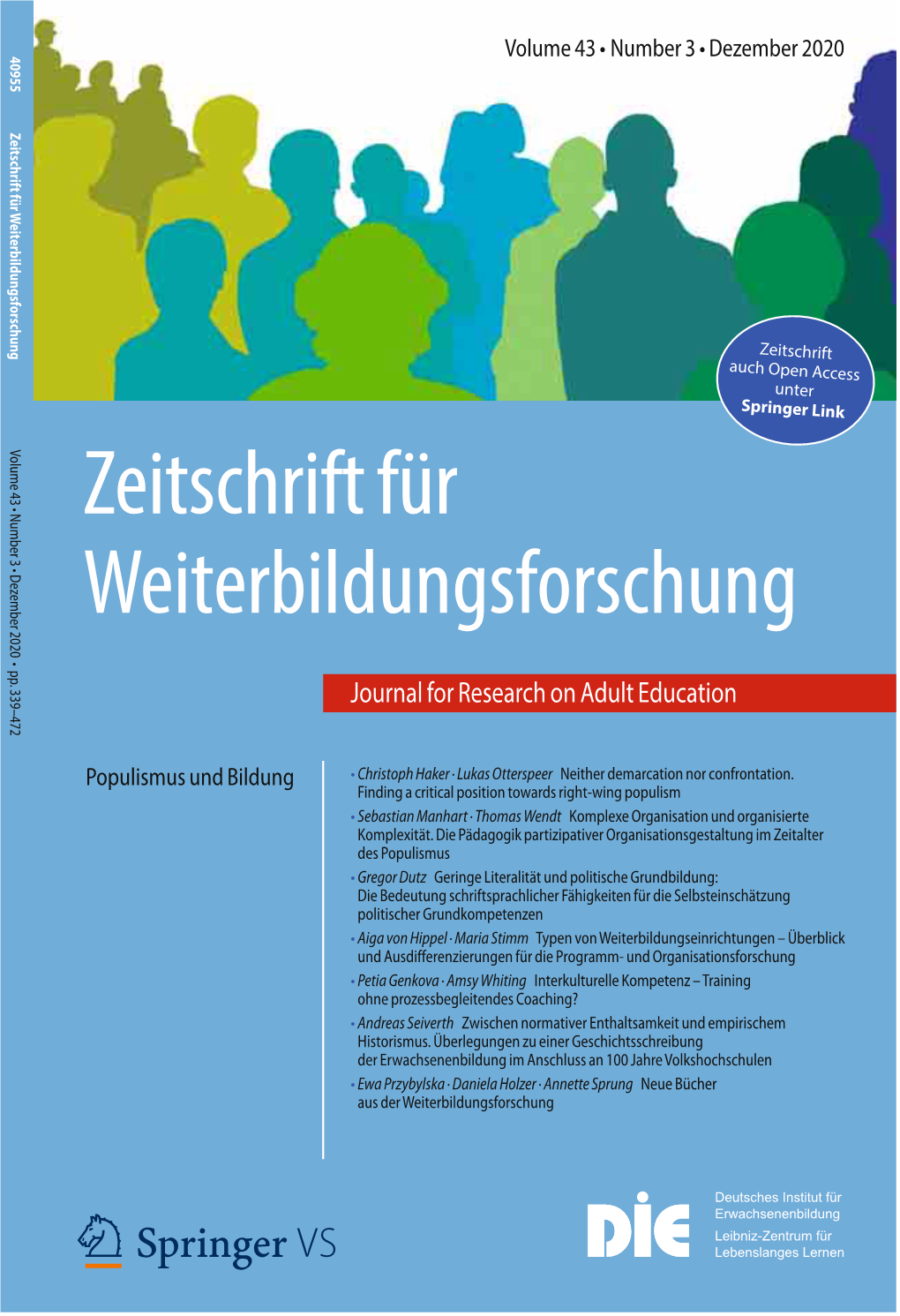 Zeitschrift Für Weiterbildungsforschung