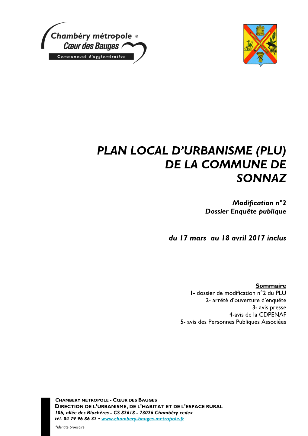 Plan Local D'urbanisme (Plu) De La Commune De Sonnaz