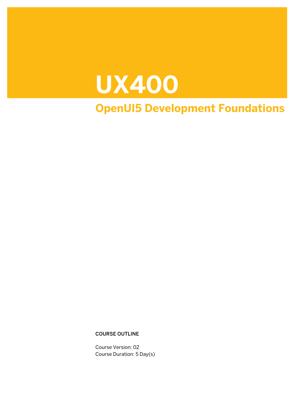 UX400 Openui5 Development Foundations