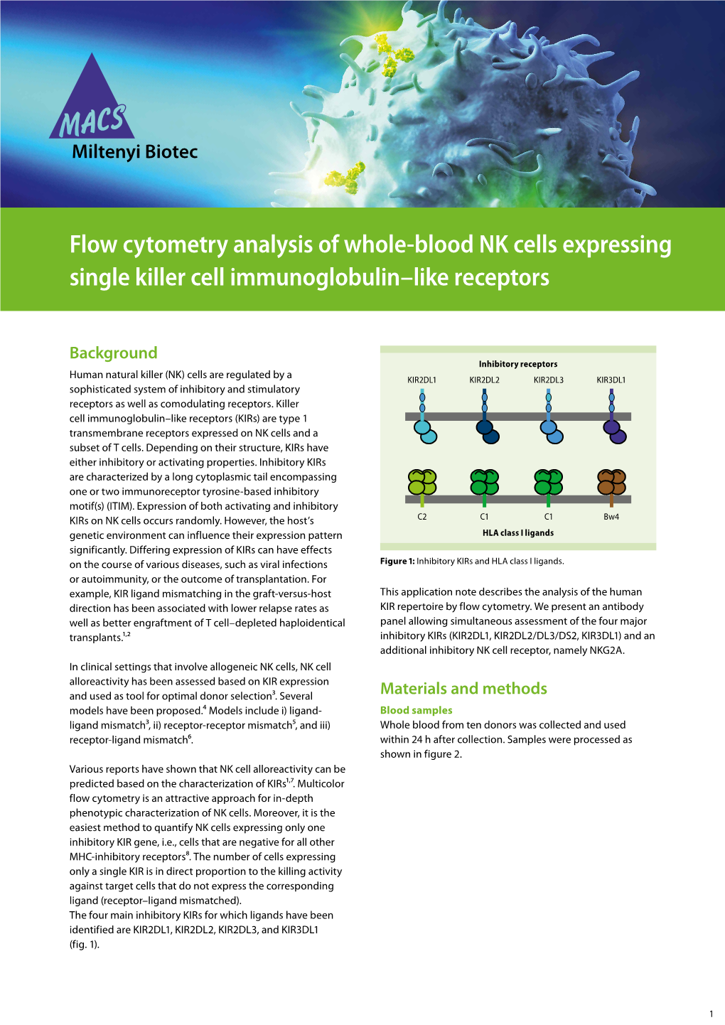 Flow Cytometry Analysis of Whole-Blood NK Cells Expressing Single Killer Cell Immunoglobulin–Like Receptors