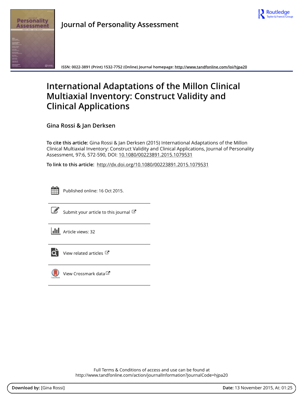 International Adaptations of the Millon Clinical Multiaxial Inventory: Construct Validity and Clinical Applications