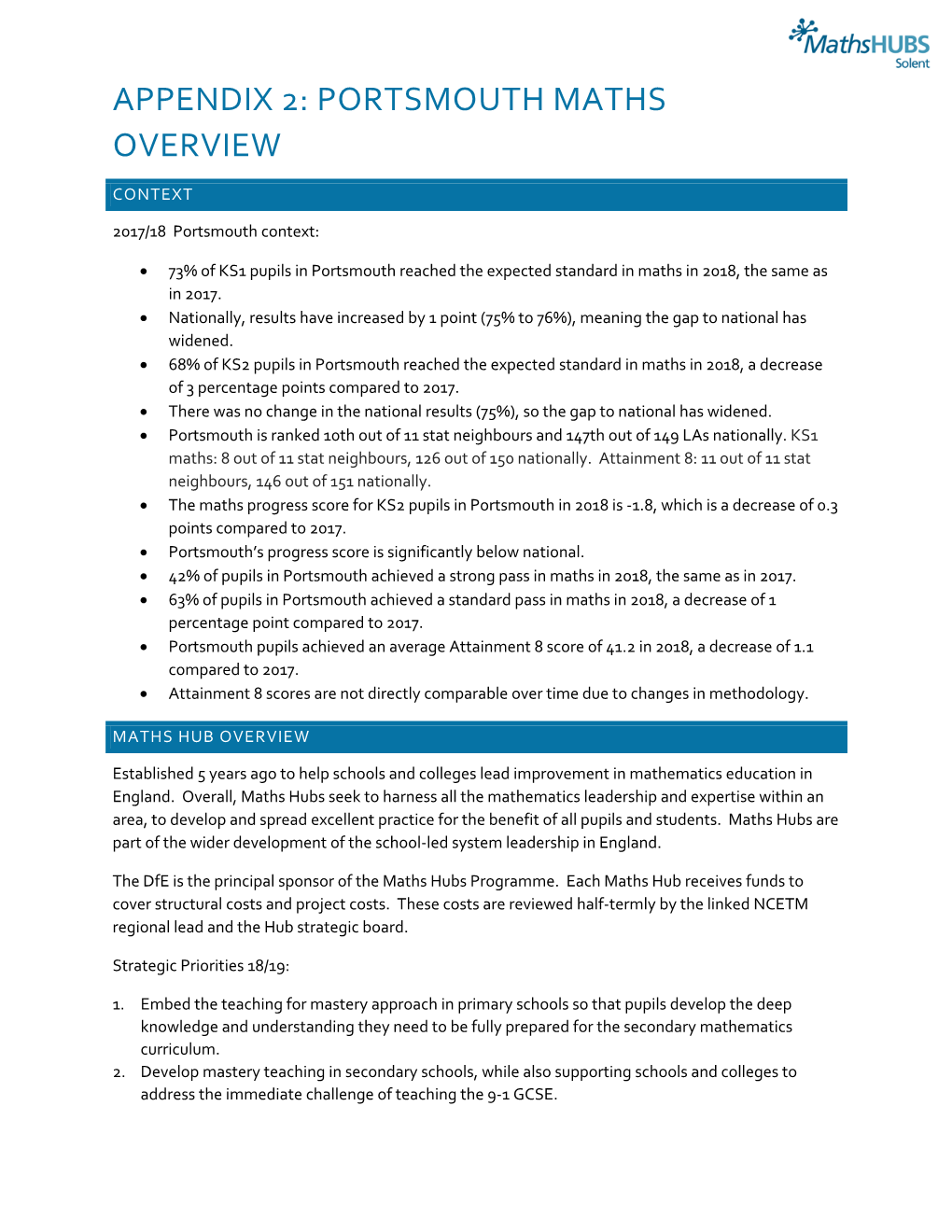 Appendix 2: Portsmouth Maths Overview