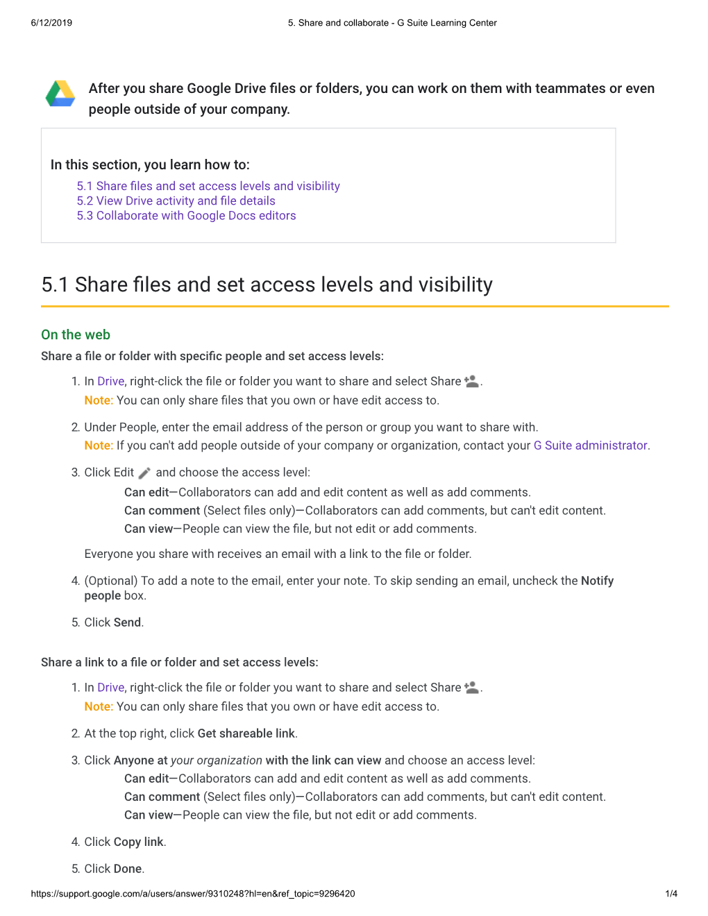 5.1 Share Files and Set Access Levels and Visibility