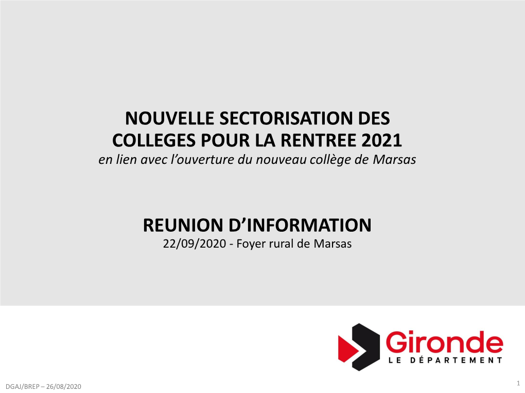 NOUVELLE SECTORISATION DES COLLEGES POUR LA RENTREE 2021 En Lien Avec L’Ouverture Du Nouveau Collège De Marsas