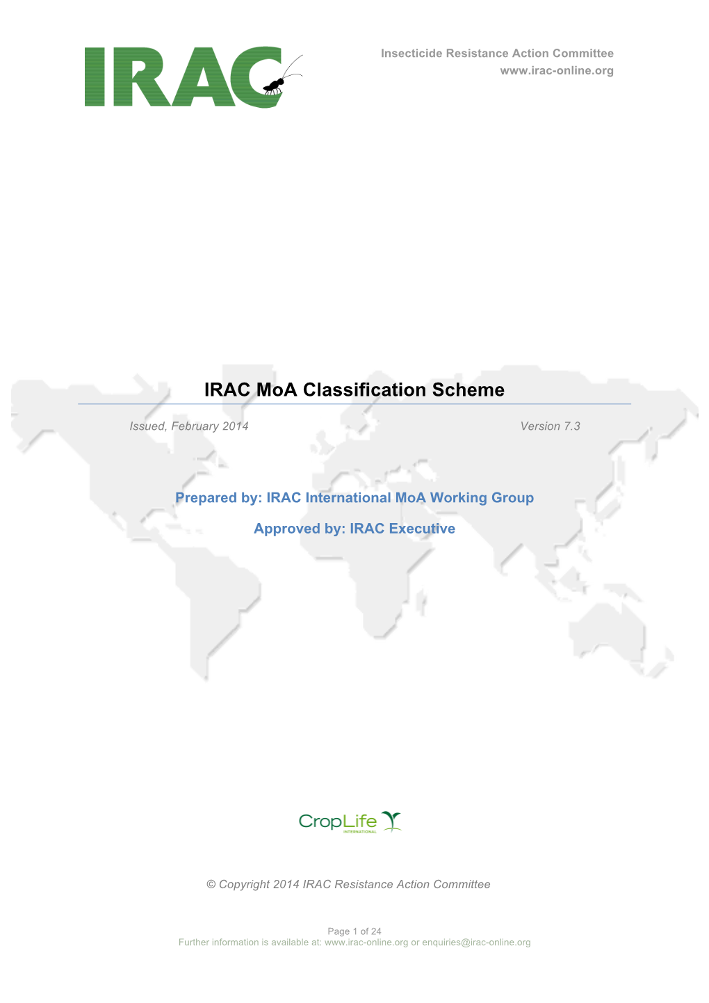 IRAC Moa Classification Scheme