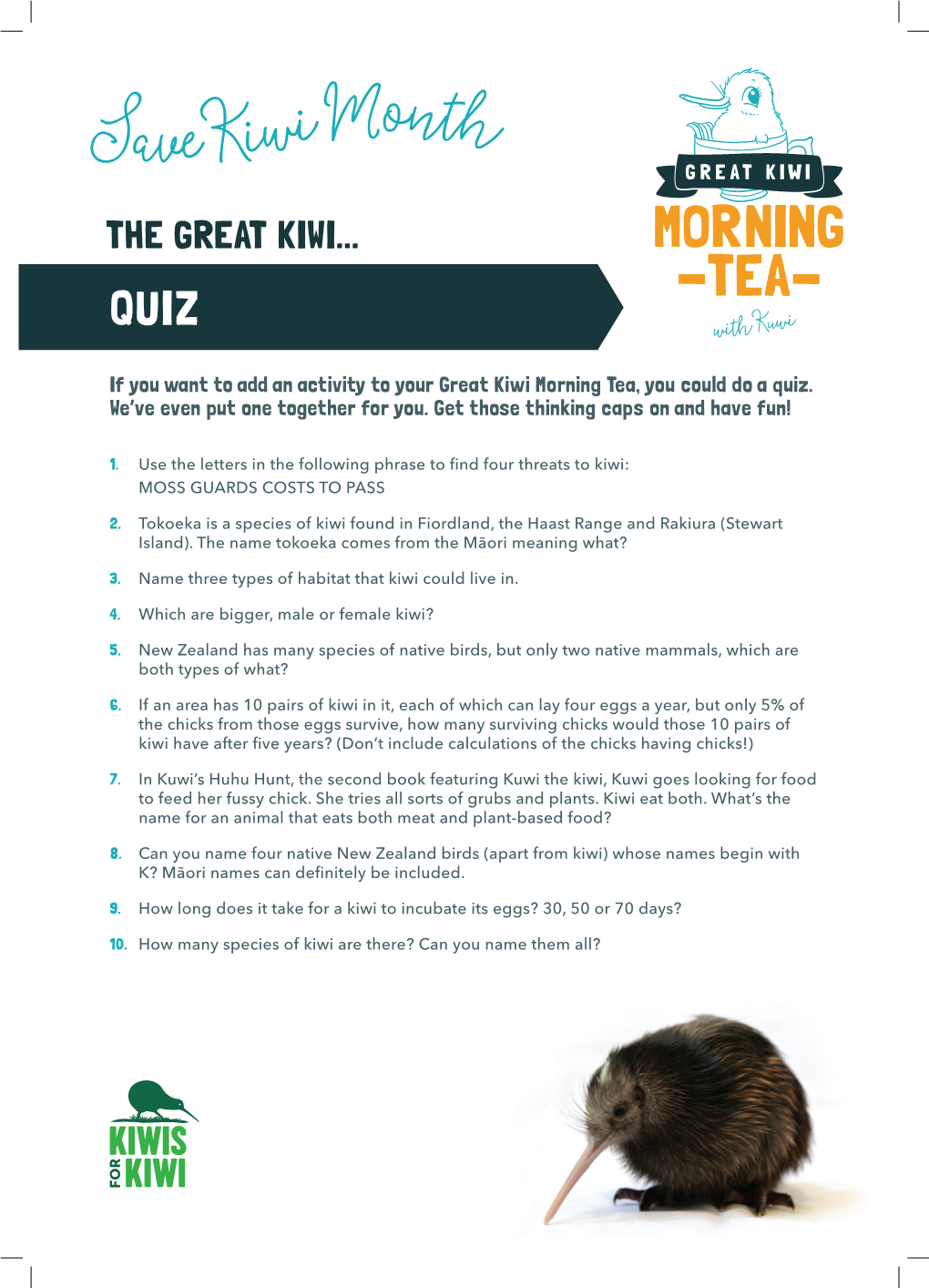 Save Kiwi Month the GREAT KIWI