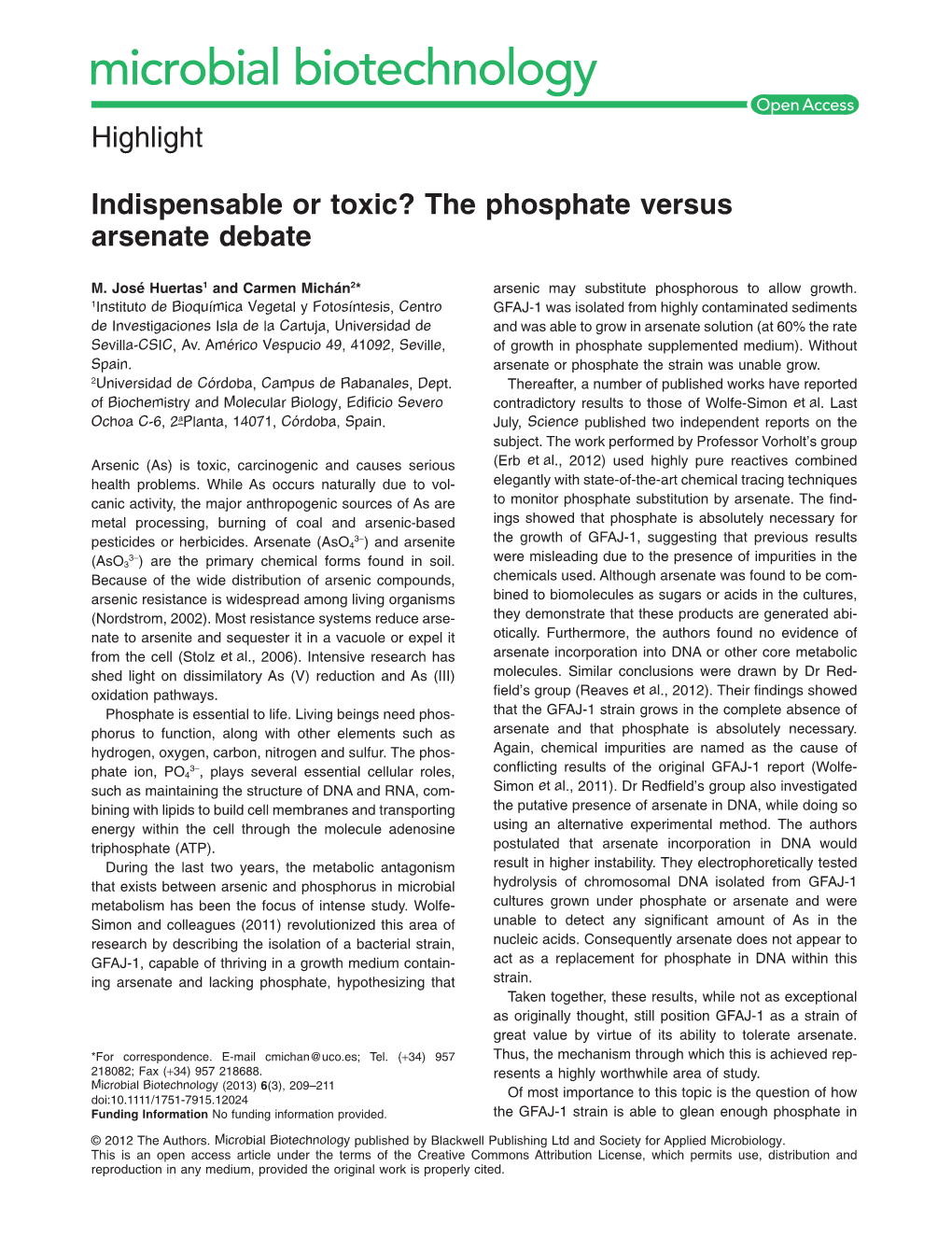 The Phosphate Versus Arsenate Debate