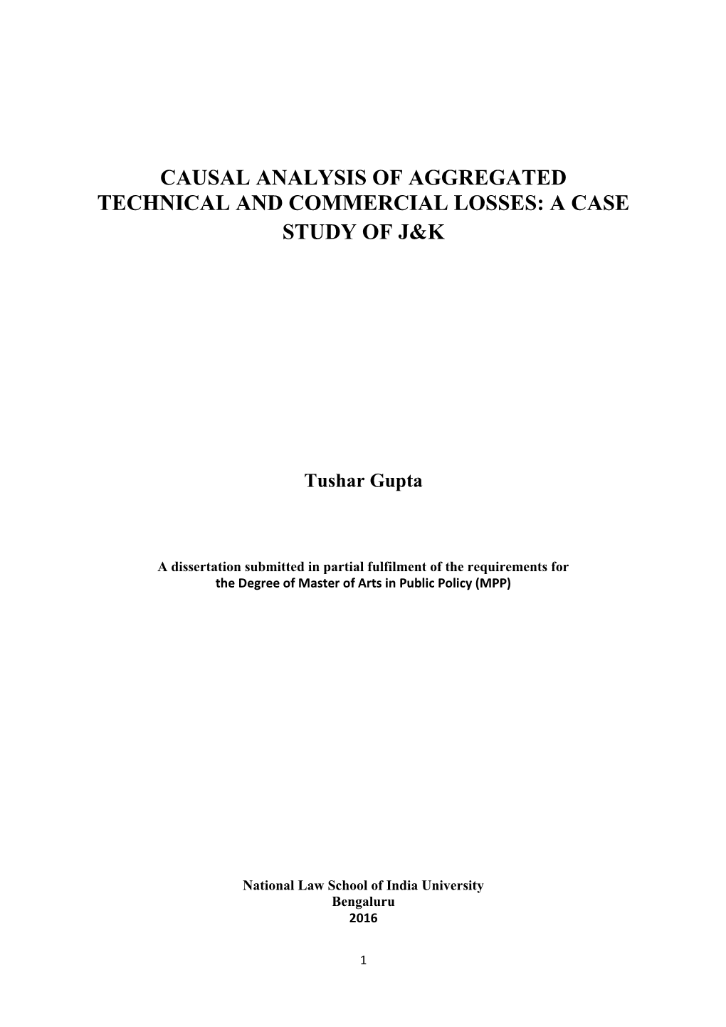 Causal Analysis of Aggregated Technical and Commercial Losses: a Case Study of J&K