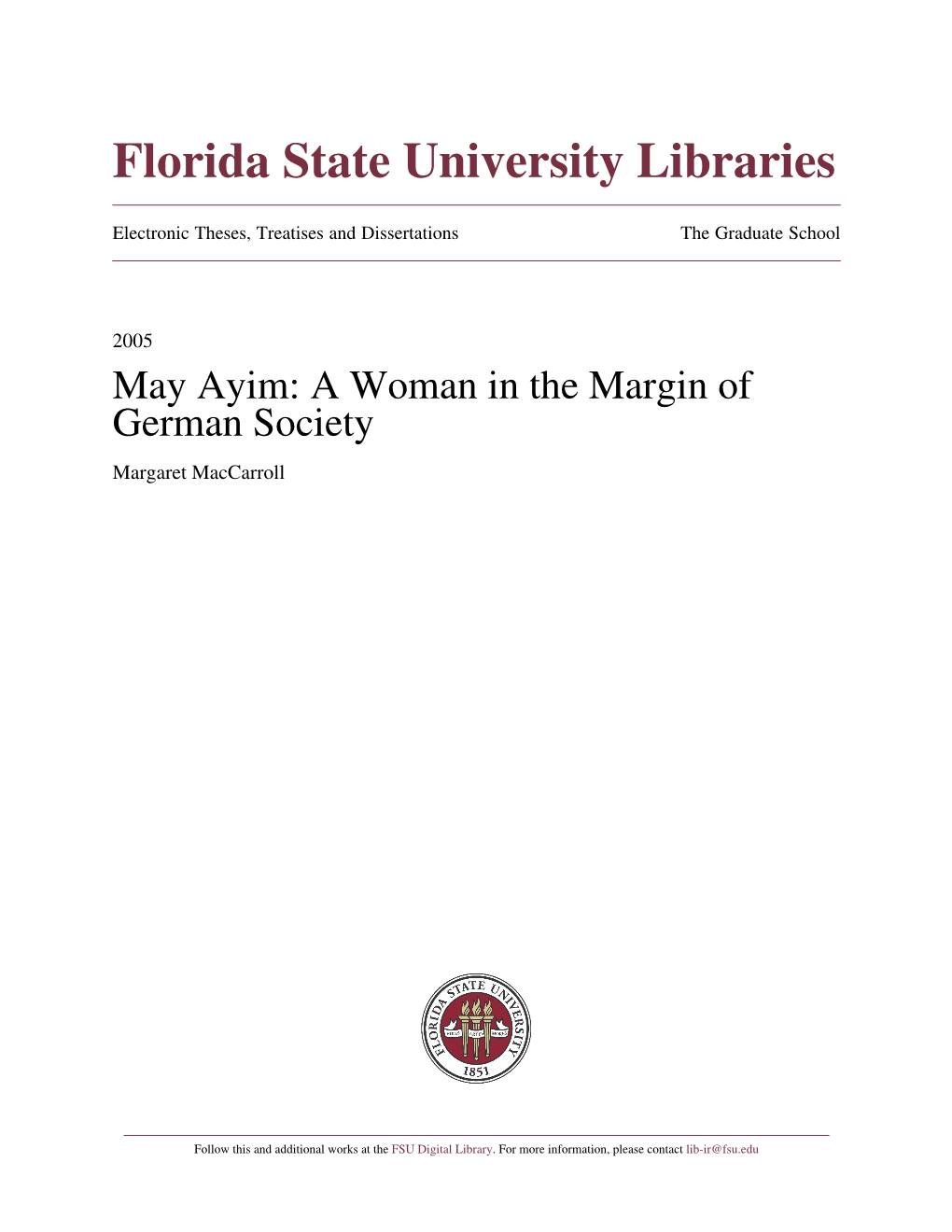 May Ayim: a Woman in the Margin of German Society Margaret Maccarroll