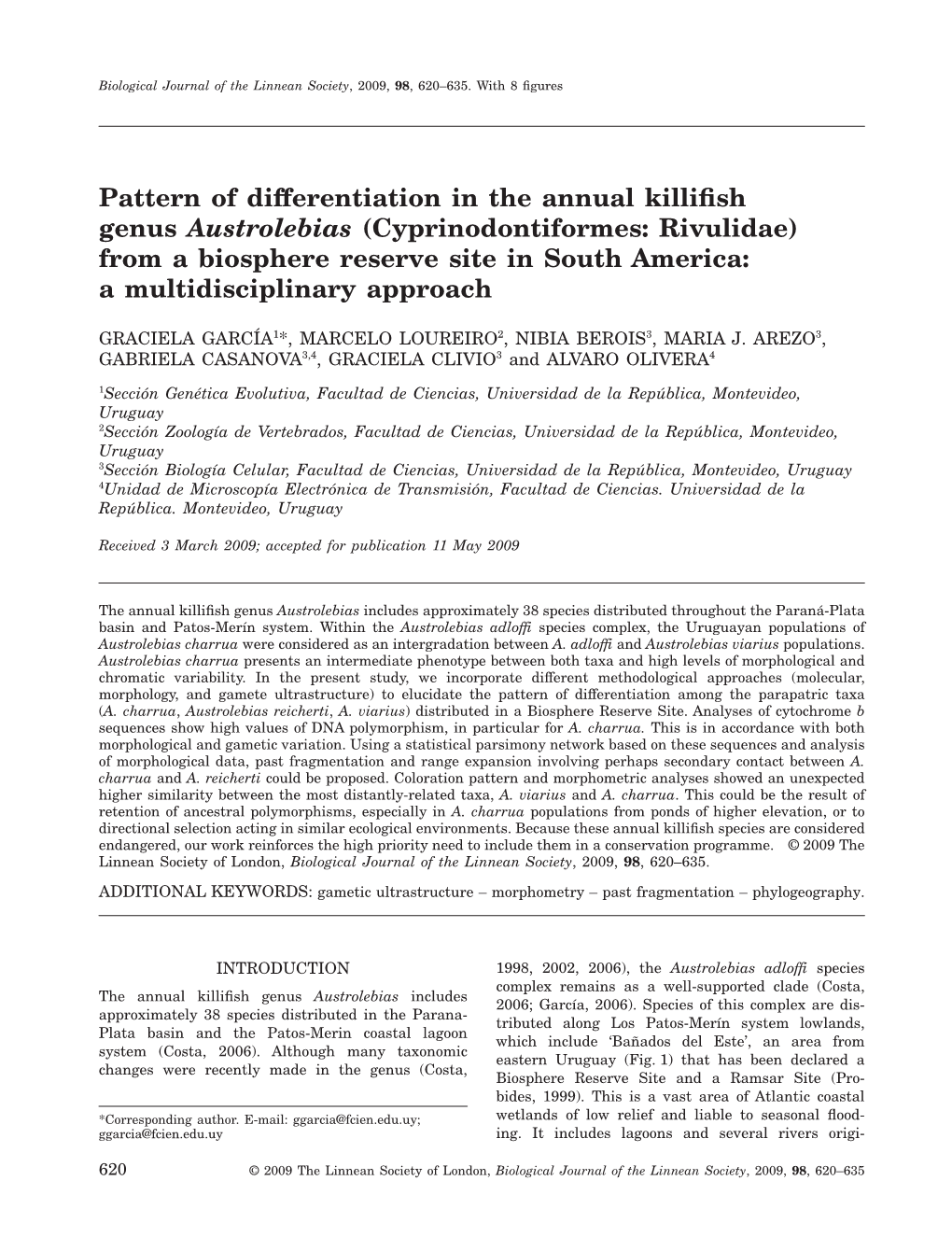 Austrolebias (Cyprinodontiformes: Rivulidae) from a Biosphere Reserve Site in South America: a Multidisciplinary Approach