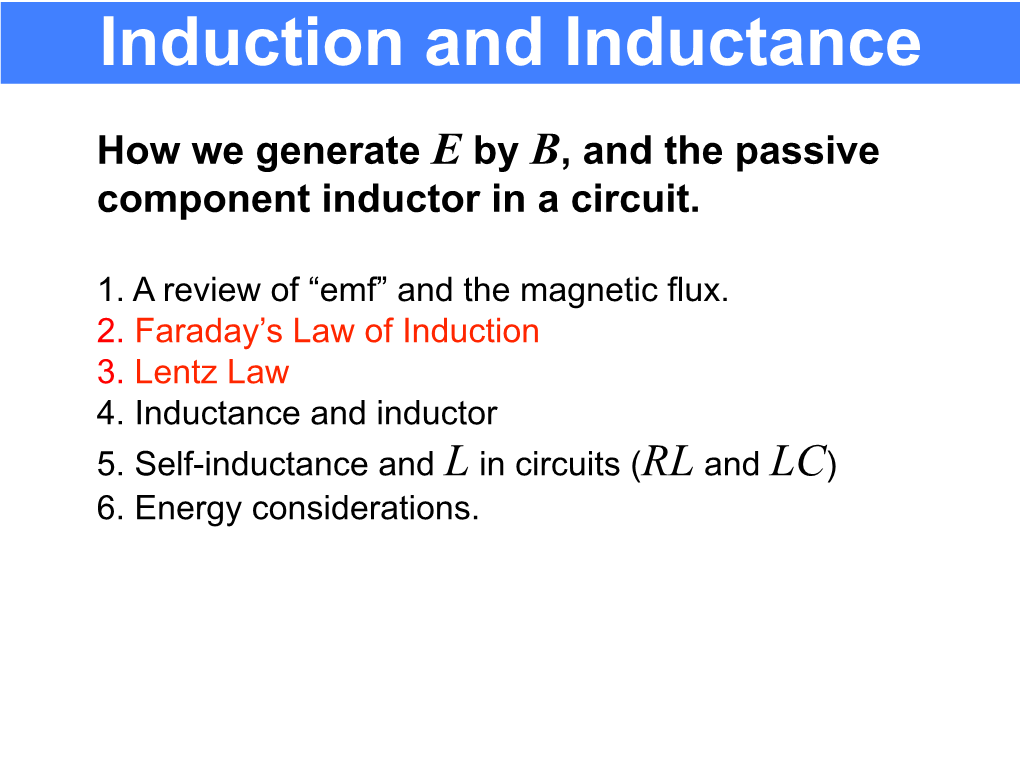 Induction and Inductance